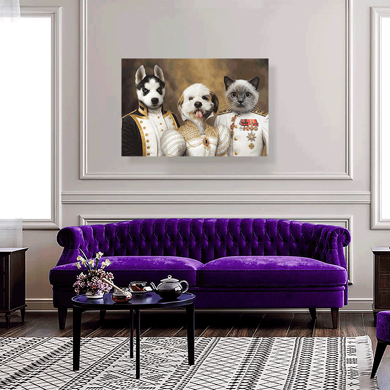 Regal Trio – Custom Multi-Pet Portrait